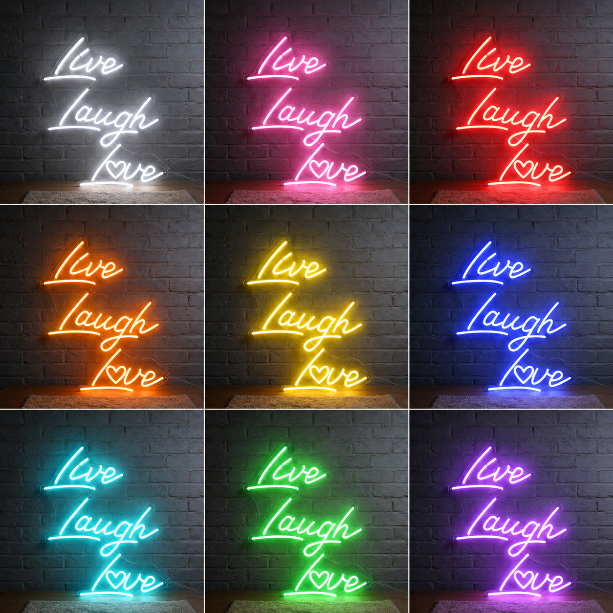 Love Script Bedroom LED Neon Sign color grid