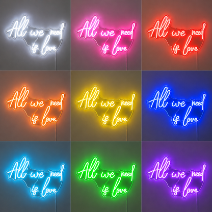 Love Script Bedroom LED Neon Sign Home Art color grid