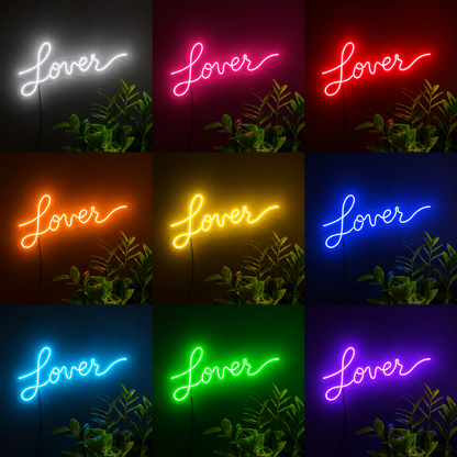 Love Script Bedroom Lover LED Neon Sign color grid