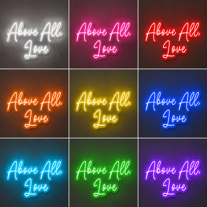 Love Script Bedroom Vertical LED Neon Sign color grid