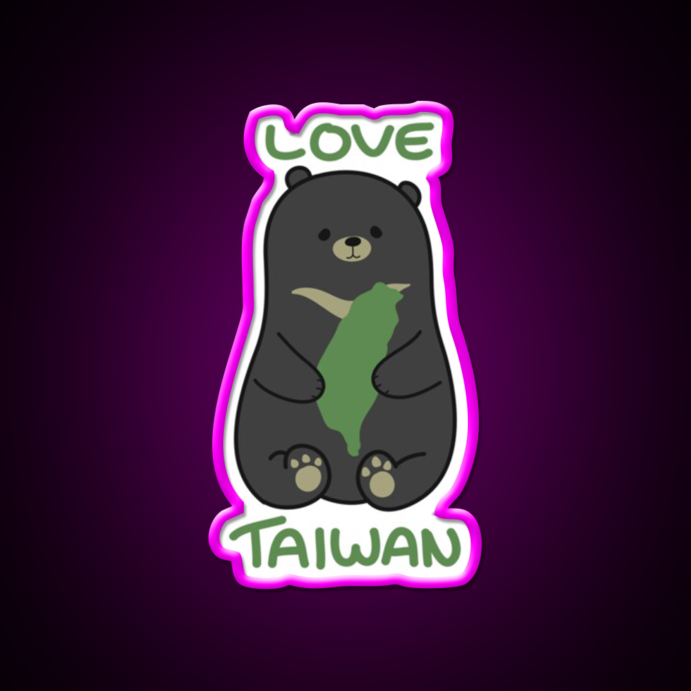 Love Taiwan Bear Led Neon Sign Chinese Food Rgb Color