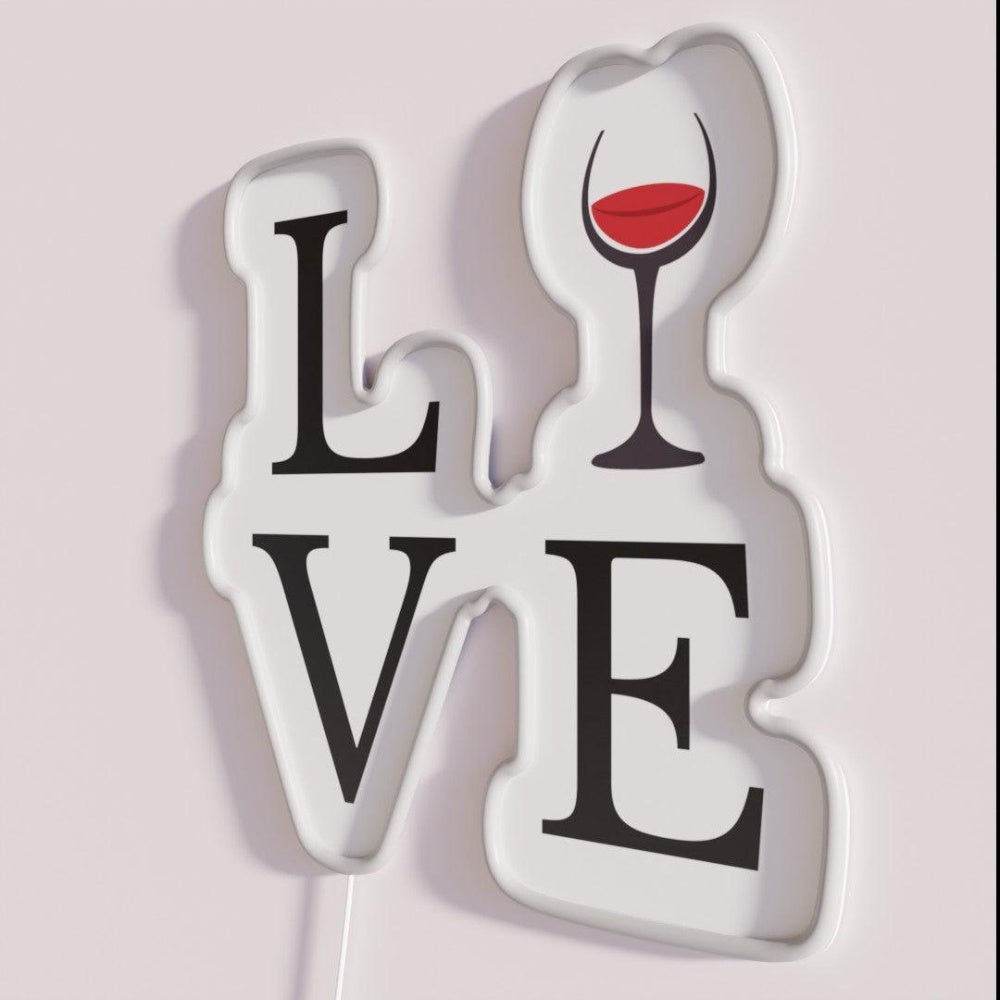 Love Wine Rgb Led Neon Sign - Neon sign mounted on wall in room