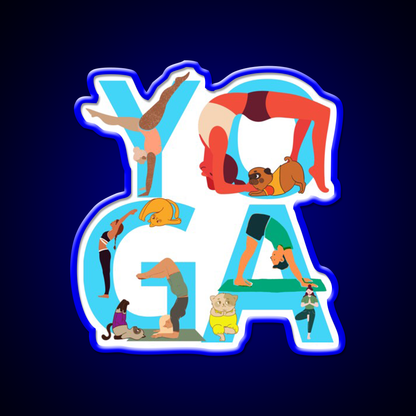 Love Yoga And Dog Yoga Dog Lovers Gifts Yoga Led Neon Sign Rgb Color