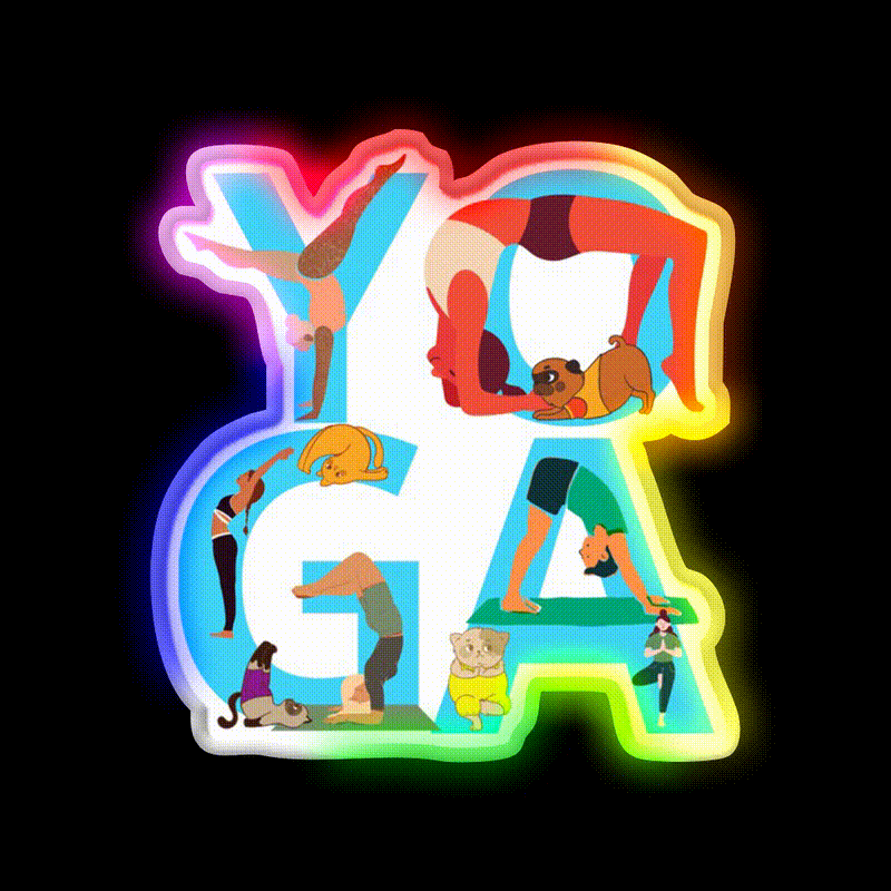 Love Yoga And Dog Yoga Dog Lovers Gifts Yoga Led Neon Sign Rgb Color