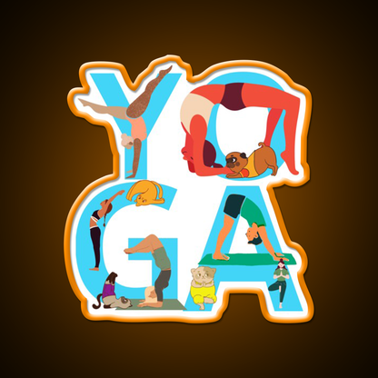 Love Yoga And Dog Yoga Dog Lovers Gifts Yoga Led Neon Sign Rgb Color