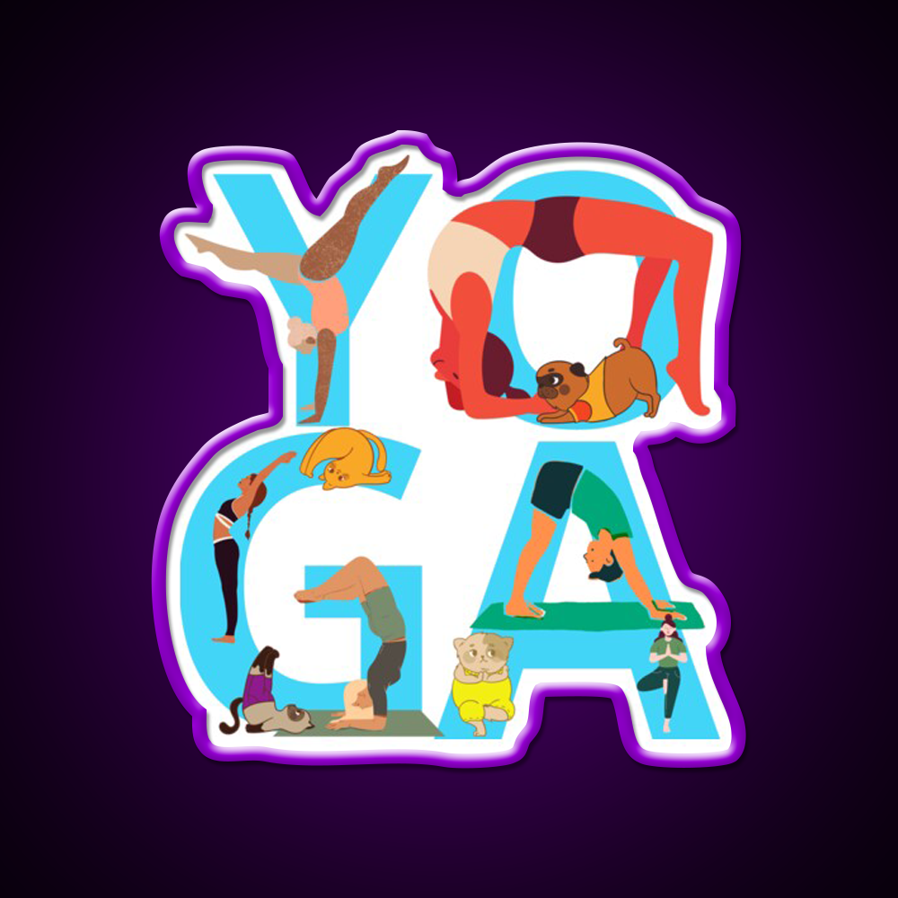 Love Yoga And Dog Yoga Dog Lovers Gifts Yoga Led Neon Sign Rgb Color