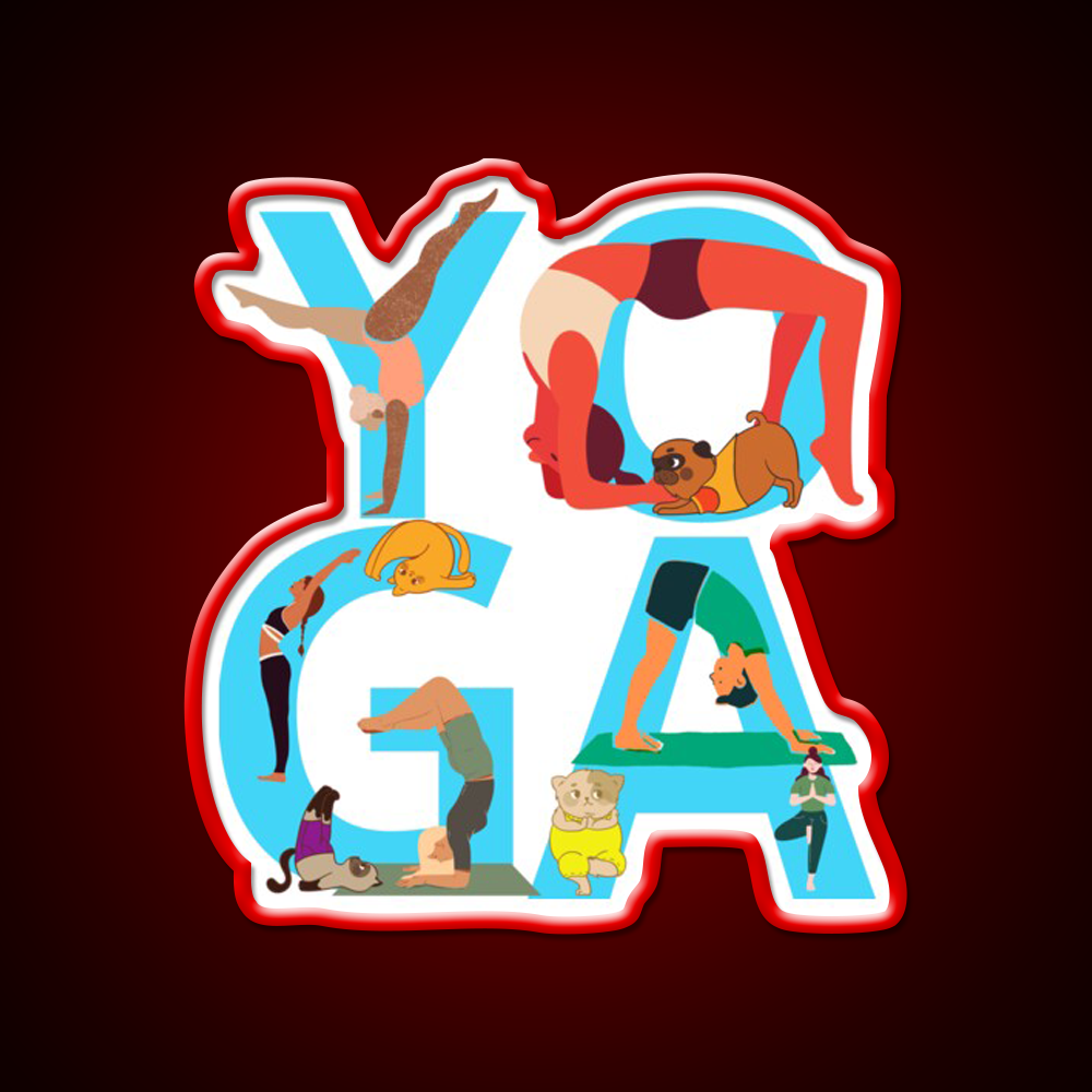 Love Yoga And Dog Yoga Dog Lovers Gifts Yoga Led Neon Sign Rgb Color