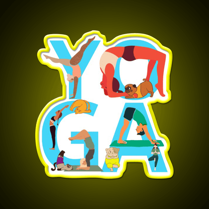 Love Yoga And Dog Yoga Dog Lovers Gifts Yoga Led Neon Sign Rgb Color - Shineneon