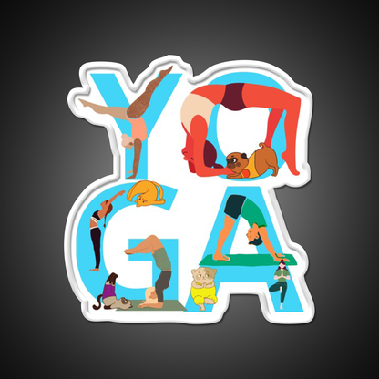 Love Yoga And Dog Yoga Dog Lovers Gifts Yoga Led Neon Sign Rgb Color