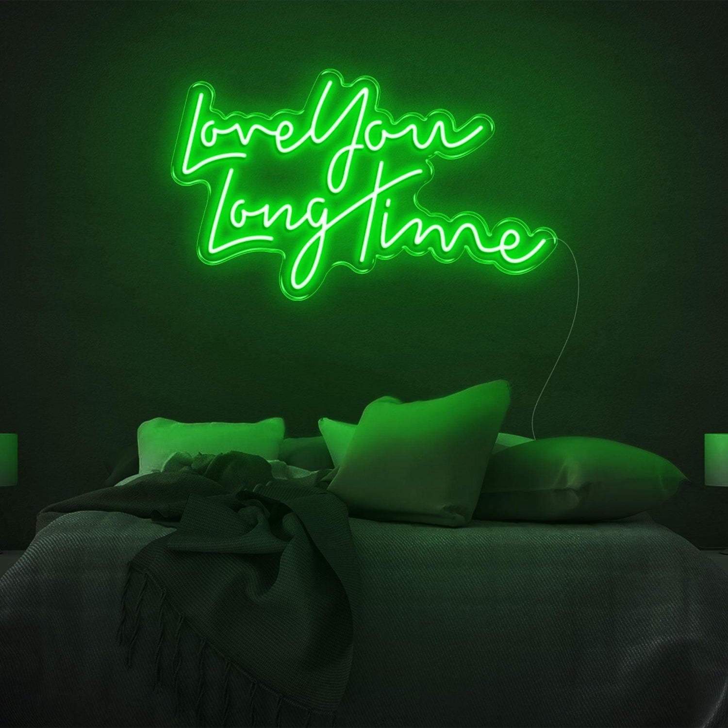 Love You Long Time Green Led Neon Sign Romantic Bedroom Wall Decor | Shineneon