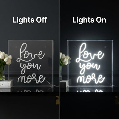 Love You More LED Neon Sign Living Room Decor - 06 Day Night Comparison