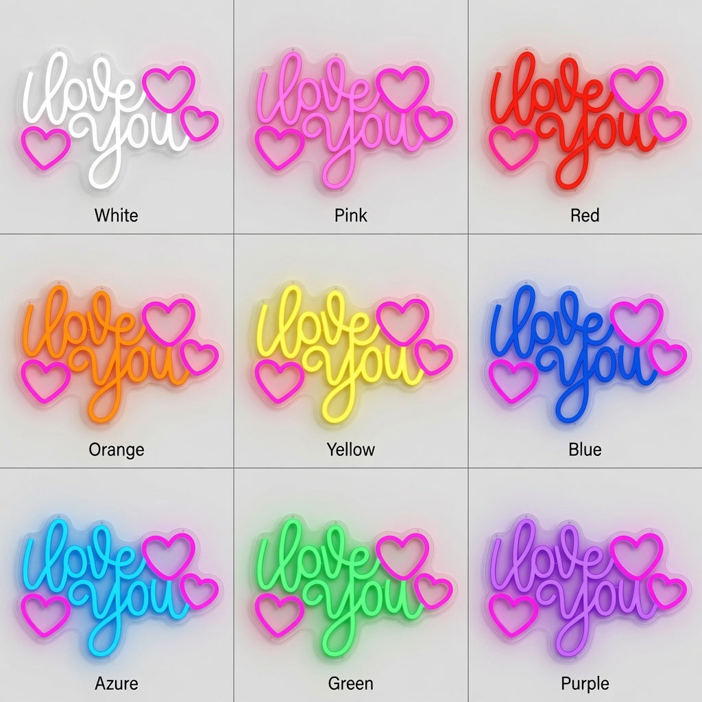 Love You More Typography Bedroom Decor LED Neon Sign - 05 Color Grid