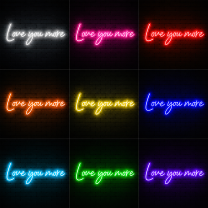 Love You More Wall Decor Room Decor LED Neon Sign - 06 Day Night Comparison