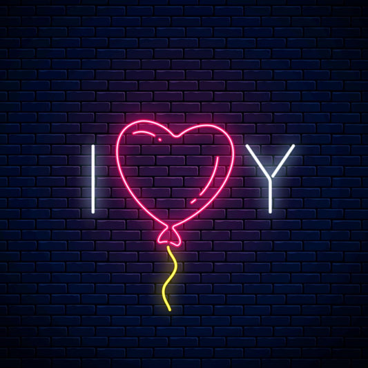 Love You Text With Heart Balloon Led Sign Business Neon Sign