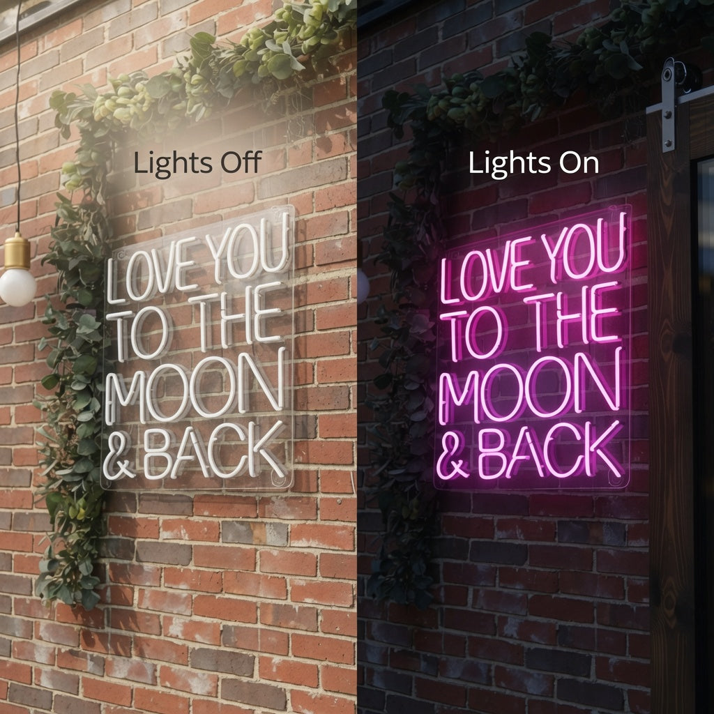 Love You To The Moon And Back LED Neon Sign Wall Neon Sign - 06 Day Night Comparison