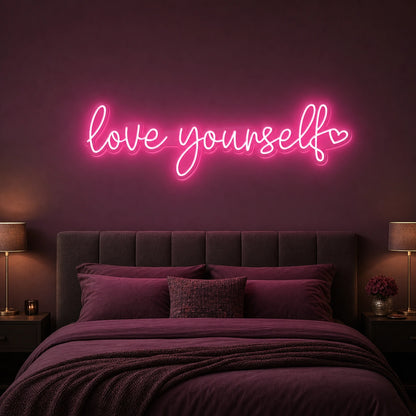 Love Yourself LED Neon Sign Garage Neon Sign real lifestyle scene