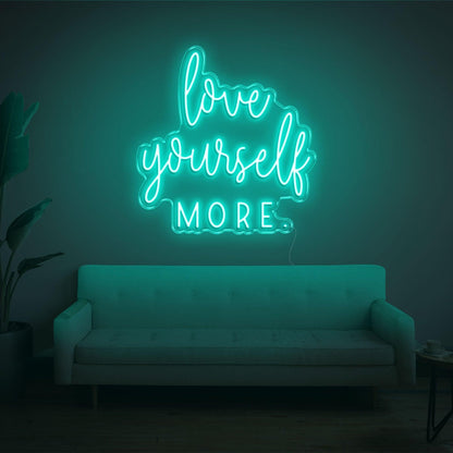 Love Yourself More Blue Led Neon Sign For Living Room Wall Decor | Shineneon
