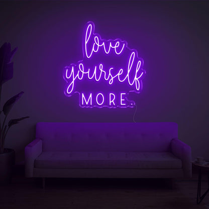 Love Yourself More Blue Led Neon Sign For Living Room Wall Decor | Shineneon