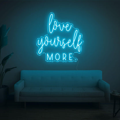 Love Yourself More Blue Led Neon Sign For Living Room Wall Decor | Shineneon