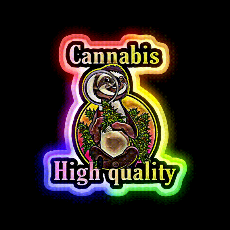 Lovely Anime Cann Hemp Inspired Green Leaf Led Neon Sign Rgb Color - LED neon sign close-up detail