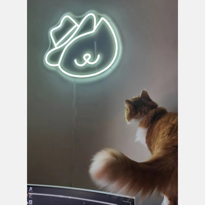 Lovely Cat In A Hat Led Neon Sign For Pets House | Shineneon