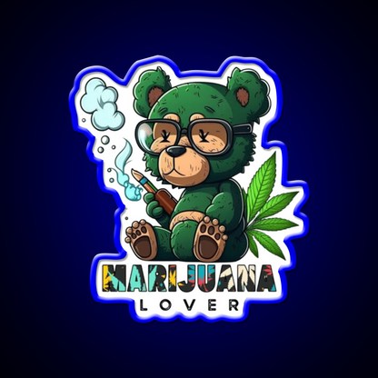 Lover Bear Smoke Weed Hemp Inspired Green Leaf Led Neon Sign Rgb Color - LED neon sign view 5