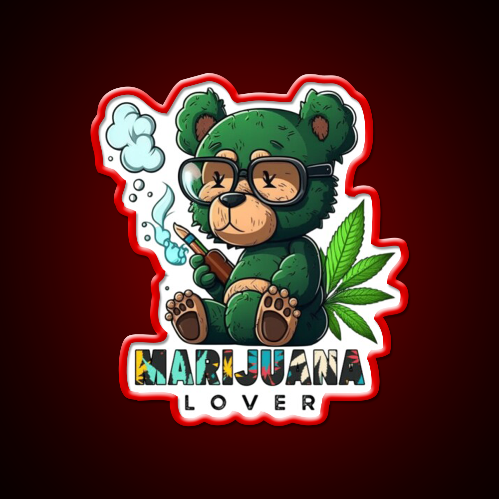 Lover Bear Smoke Weed Hemp Inspired Green Leaf Led Neon Sign Rgb Color - LED neon sign view 10