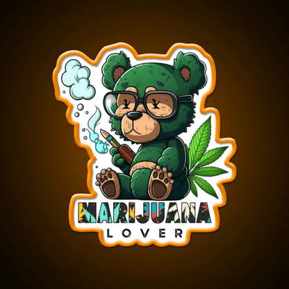 Lover Bear Smoke Weed Hemp Inspired Green Leaf Led Neon Sign Rgb Color - Shineneon