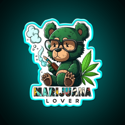 Lover Bear Smoke Weed Hemp Inspired Green Leaf Led Neon Sign Rgb Color - Shineneon