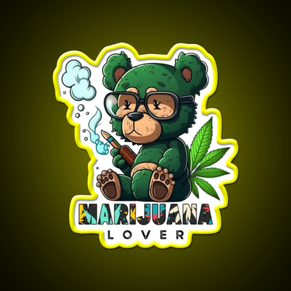Lover Bear Smoke Weed Hemp Inspired Green Leaf Led Neon Sign Rgb Color - LED neon sign view 7