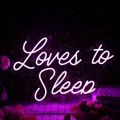 Loves To Sleep Purple Led Neon Sign - Shineneon
