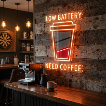 Low Battery Need Coffee Wall Decor LED Neon Sign - 02 High-Converting Product Image