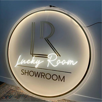 Lr Lucky Room Showroom Acrylic Business Logo Sign - Shineneon