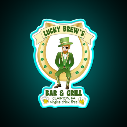 Lucky Brews Bar Man Cave Bar Led Neon Sign Rgb Color