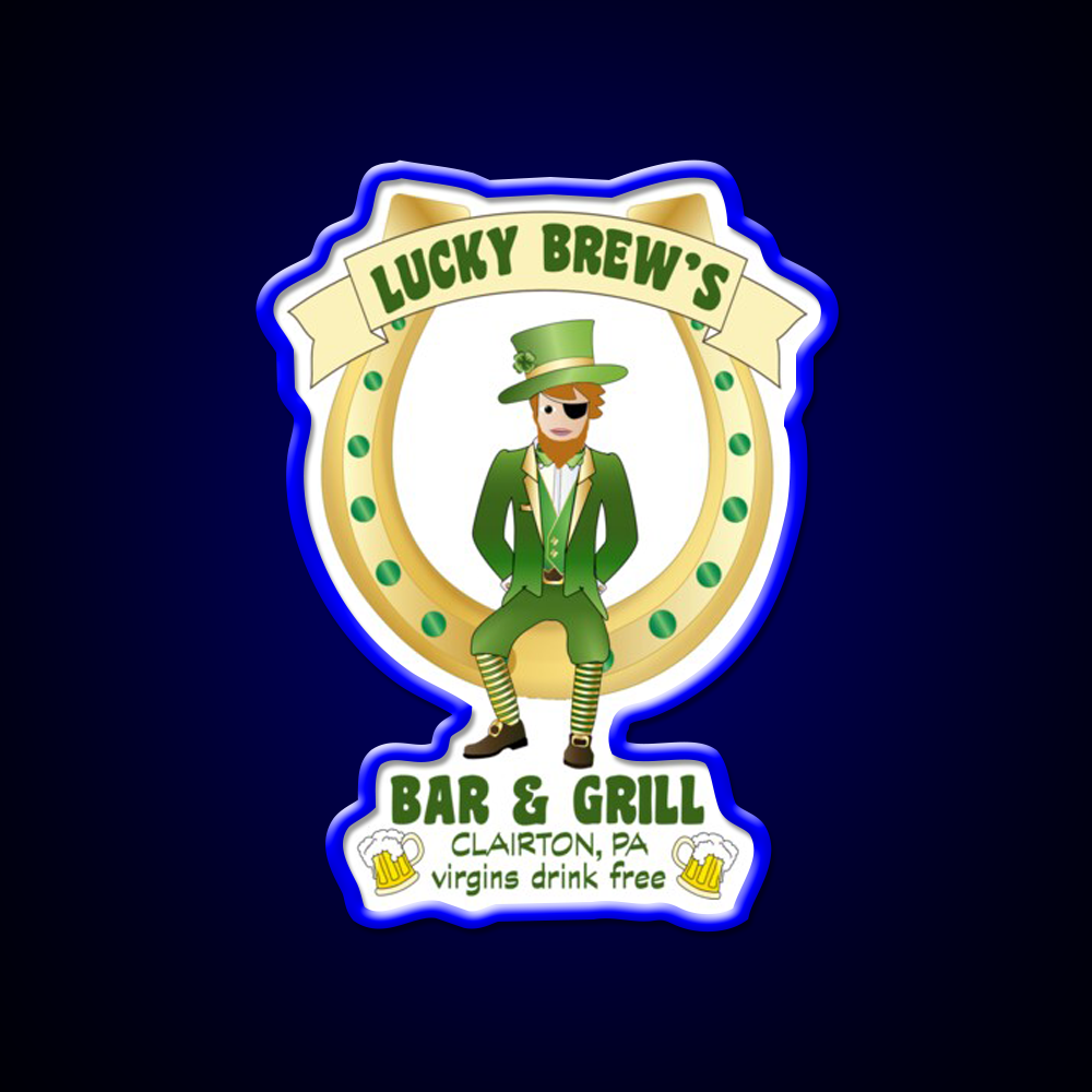 Lucky Brews Bar Man Cave Bar Led Neon Sign Rgb Color