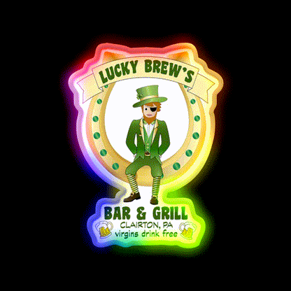 Lucky Brews Bar Man Cave Bar Led Neon Sign Rgb Color
