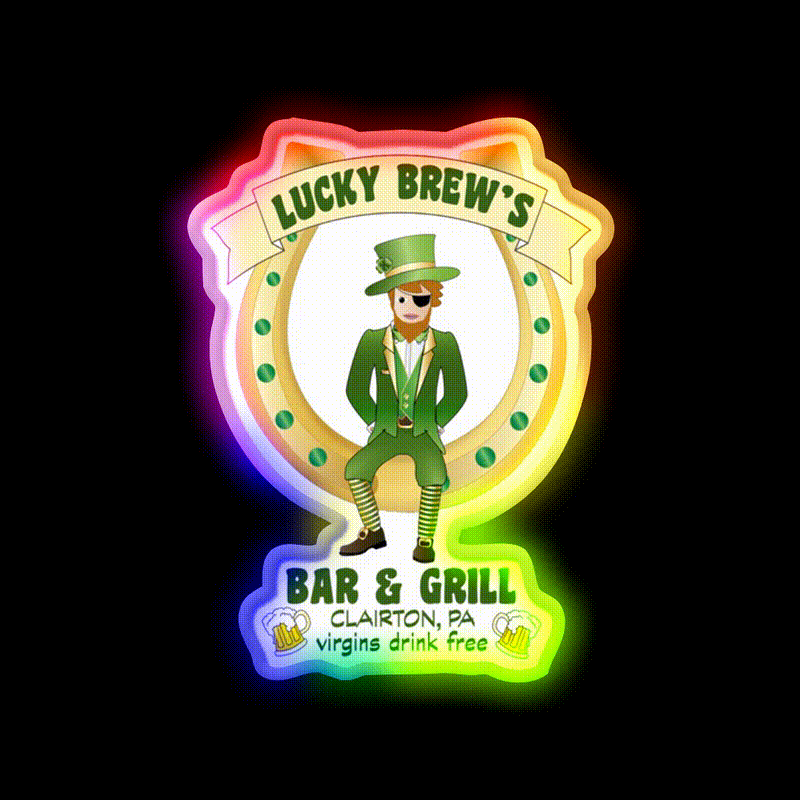 Lucky Brews Bar Man Cave Bar Led Neon Sign Rgb Color