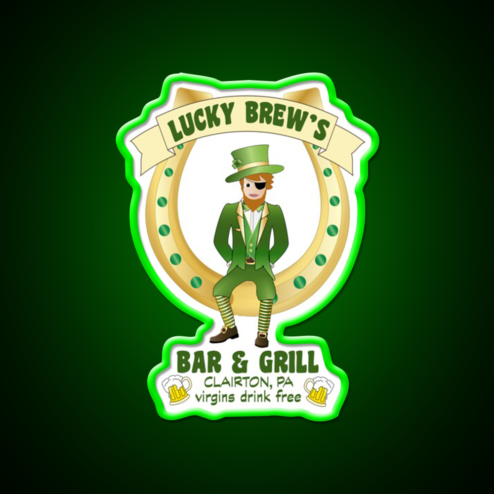 Lucky Brews Bar Man Cave Bar Led Neon Sign Rgb Color
