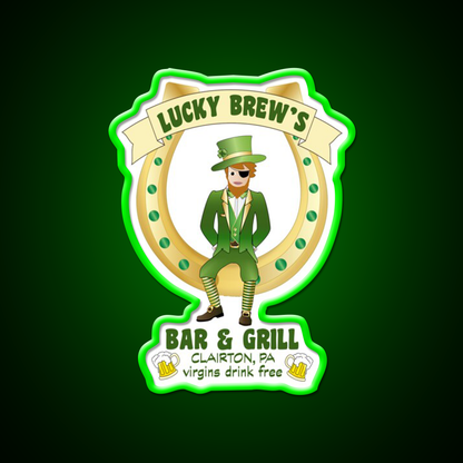Lucky Brews Bar Man Cave Bar Led Neon Sign Rgb Color