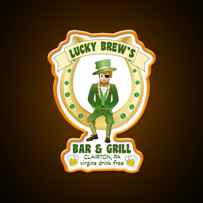 Lucky Brews Bar Man Cave Bar Led Neon Sign Rgb Color