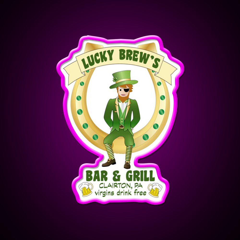 Lucky Brews Bar Man Cave Bar Led Neon Sign Rgb Color