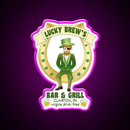 Lucky Brews Bar Man Cave Bar Led Neon Sign Rgb Color