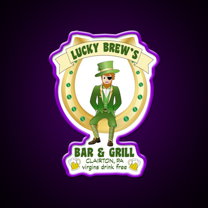 Lucky Brews Bar Man Cave Bar Led Neon Sign Rgb Color