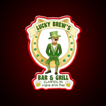 Lucky Brews Bar Man Cave Bar Led Neon Sign Rgb Color