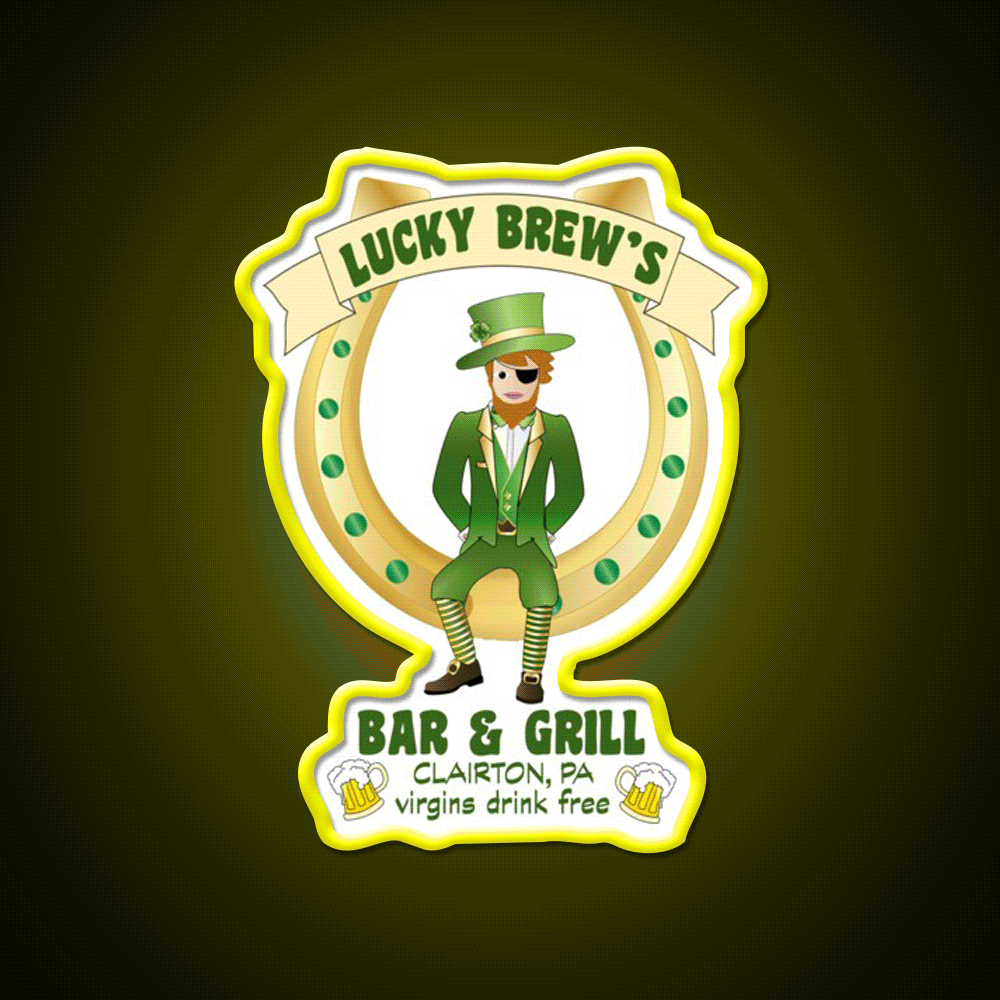 Lucky Brews Bar Man Cave Bar Led Neon Sign Rgb Color