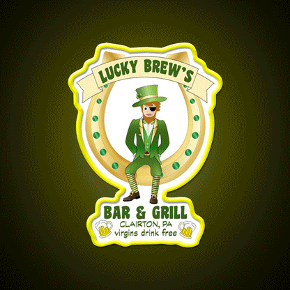 Lucky Brews Bar Man Cave Bar Led Neon Sign Rgb Color