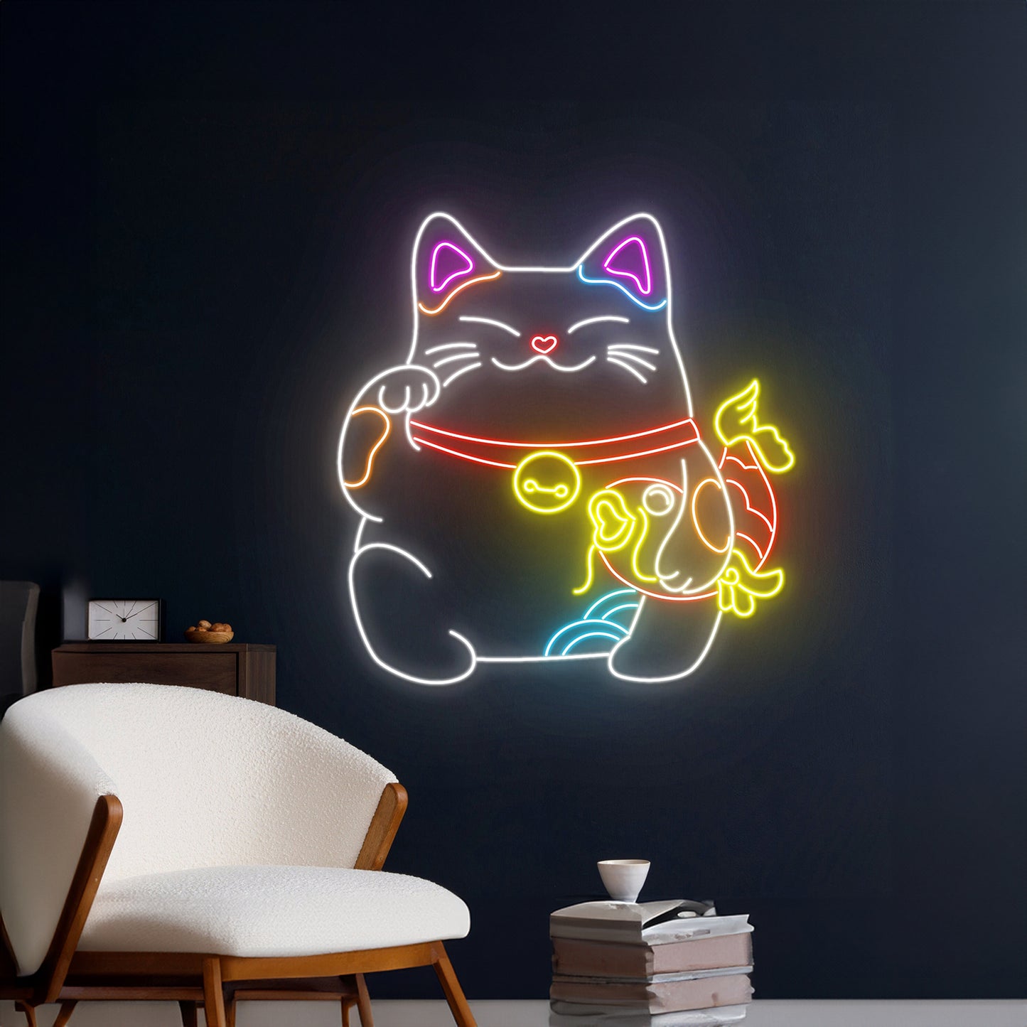 Lucky Cat Fish Neon Sign