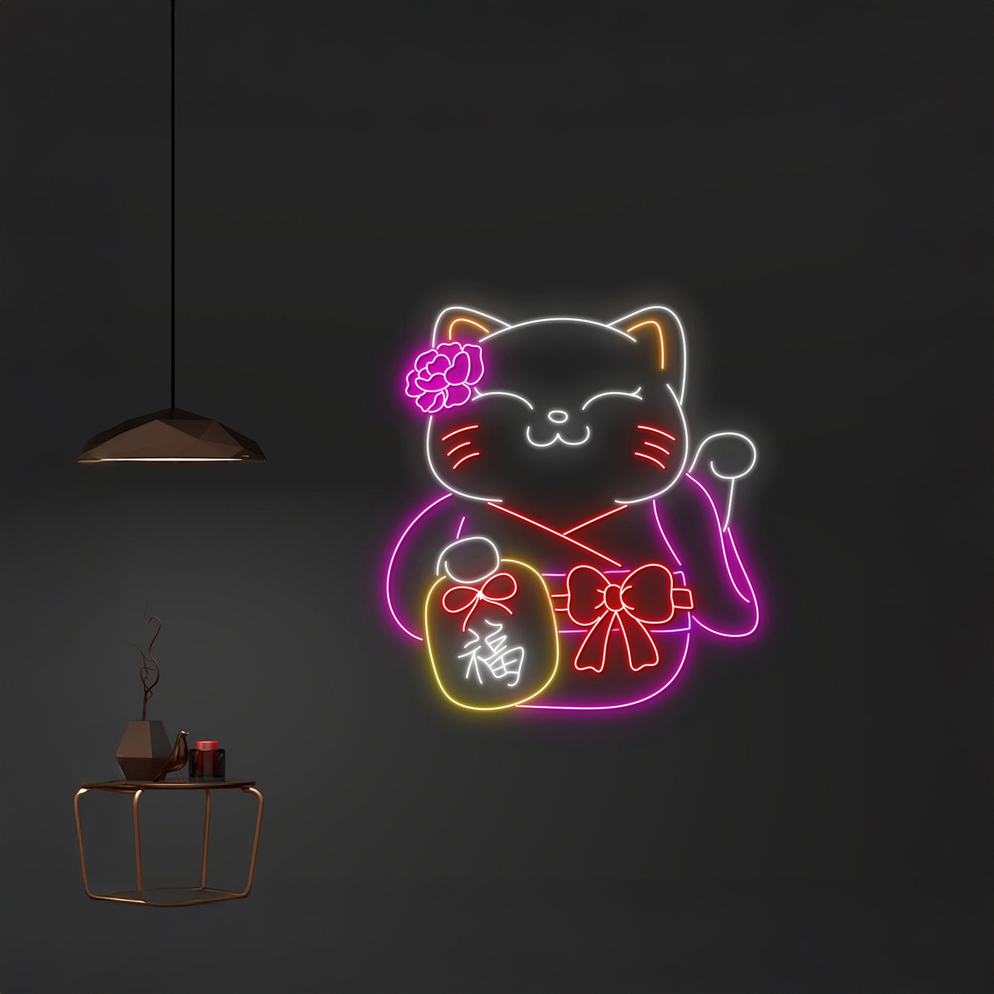 Lucky Cat Neon Sign Japan Cat Wall Art