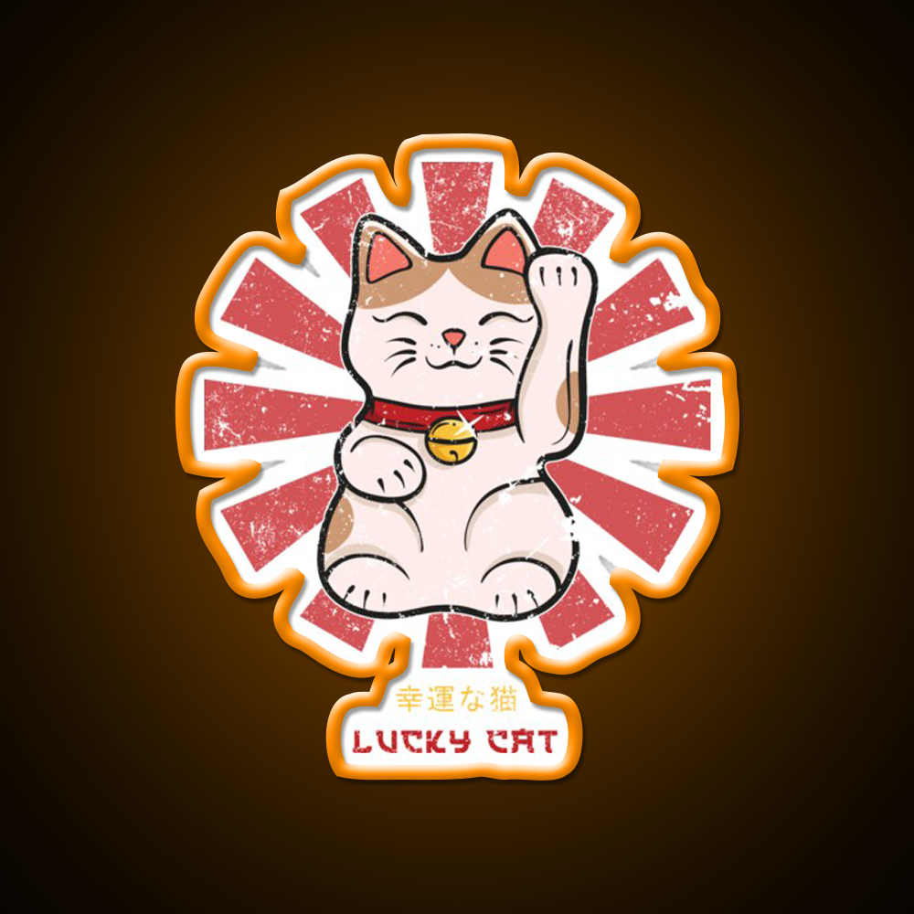 Lucky Cat Retro Japanese Led Neon Sign Chinese Food Rgb Color