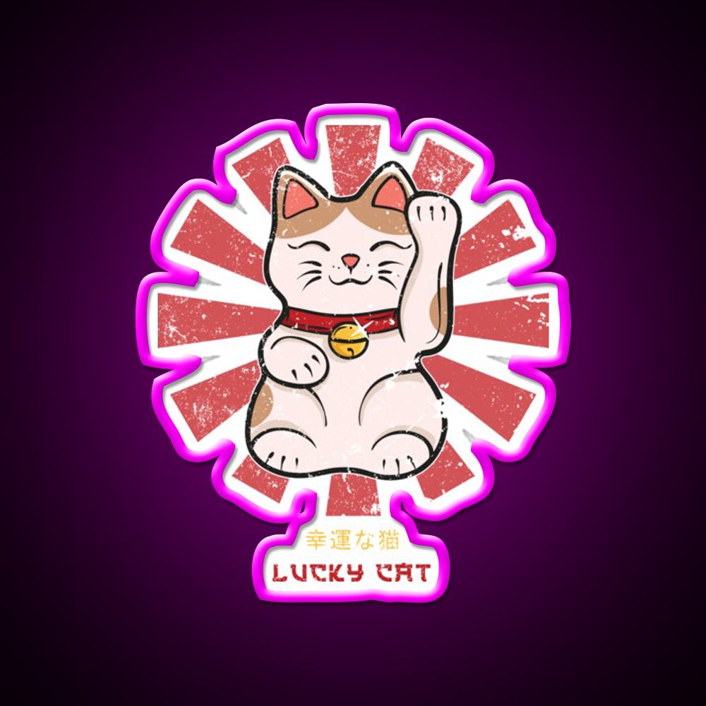 Lucky Cat Retro Japanese Led Neon Sign Chinese Food Rgb Color